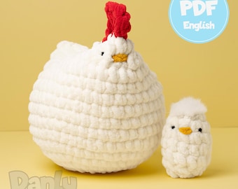 Crochet Chicken & Chick Pattern with Nest: PDF Tutorial