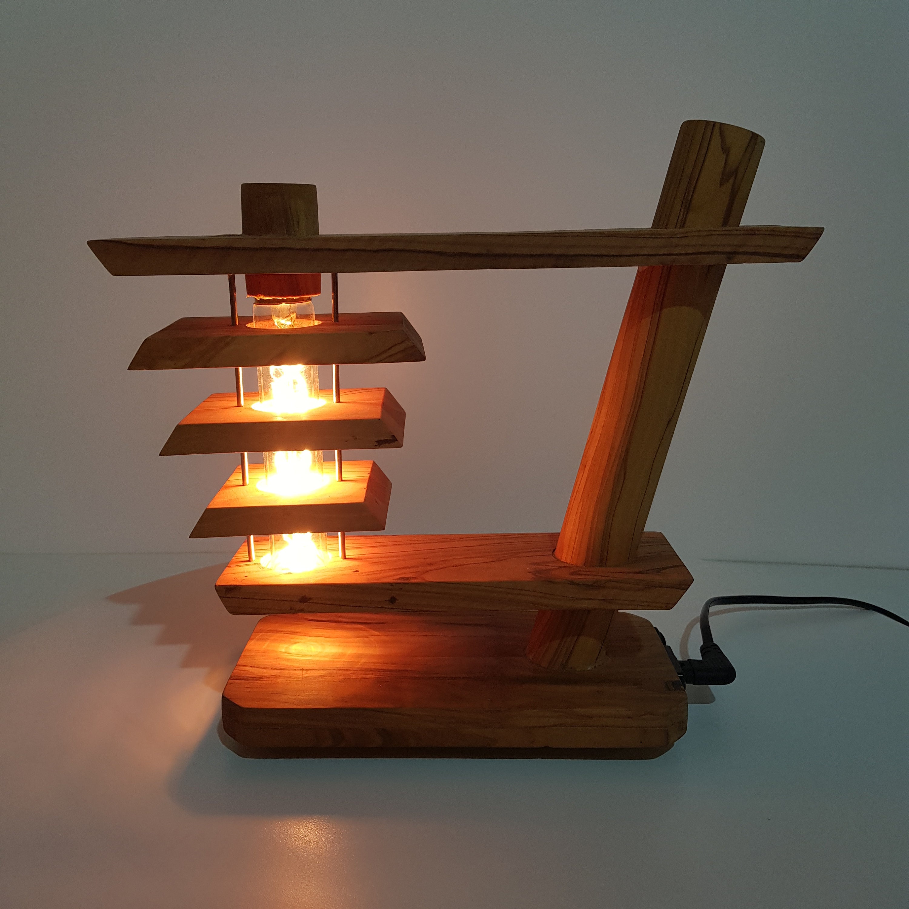 Unique Wood Table Lamp,floating Stand Lamp,nightstand Lamp,desk ...