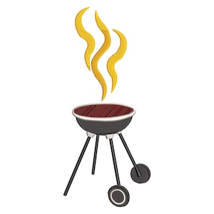Barbecue Firepan Grill Embroidery Design, Pattern in 5 size