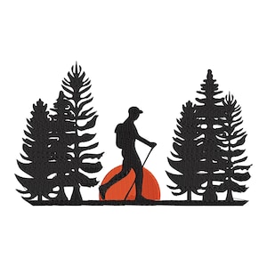 Hiking Trips Embroidery Design, Pattern in 5 size