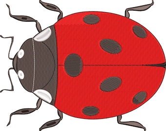 Diseño de bordado de mariquita, mariquita, patrón en 6 tamaños
