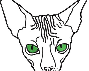 Sphynx Cat Machine Embroidery Design, Pattern in 6 size