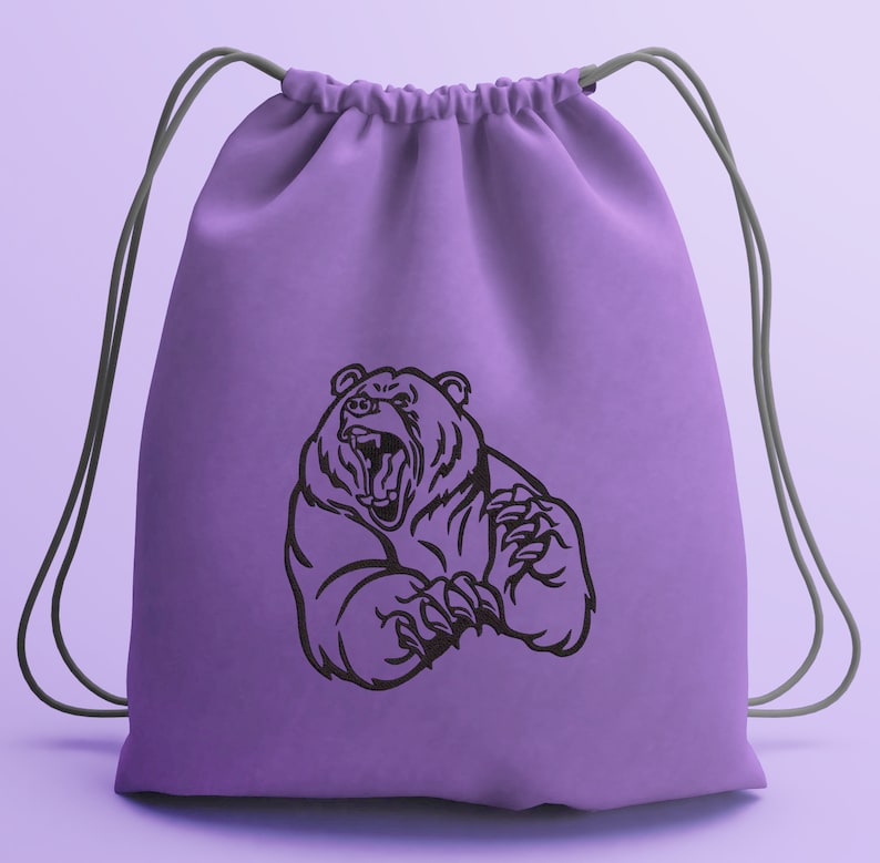 Bear Grizzly Machine Embroidery Design Etsy