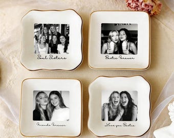 Personalized Best Friend Photo Trinket Dish, Custom Jewelry Ring Dish, Birthday Gift for Soul Sister, Best Friend Gifts