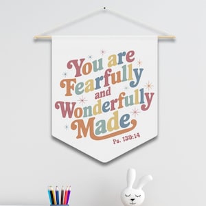 Nursery Wall Decor, Kid's Room Decor, You are Fearfully and Wonderfully Made Banner, Playroom decor, Classroom decor