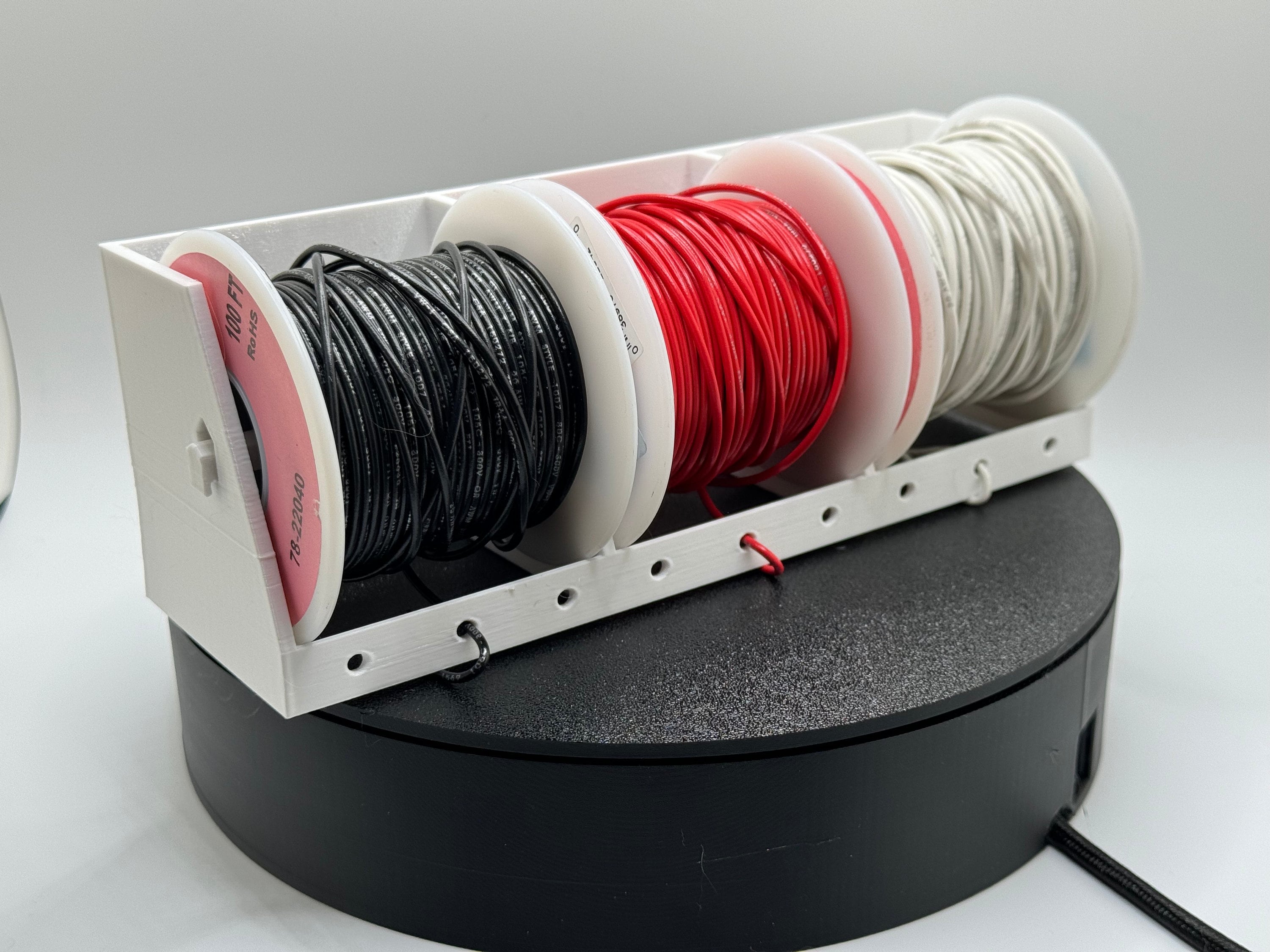 Wire Spool Dispenser - Keep your wire close at hand, on the bench or hanging from your IKEA Skadis, fits 2.3in x 2.75in diameter spools