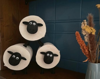 Schwarzer Toilettenpapierhalter Schaf – 3D-gedruckt