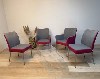 Set aus 4 Berg Plantage Sesseln – Leder und Wolle, Niederlande