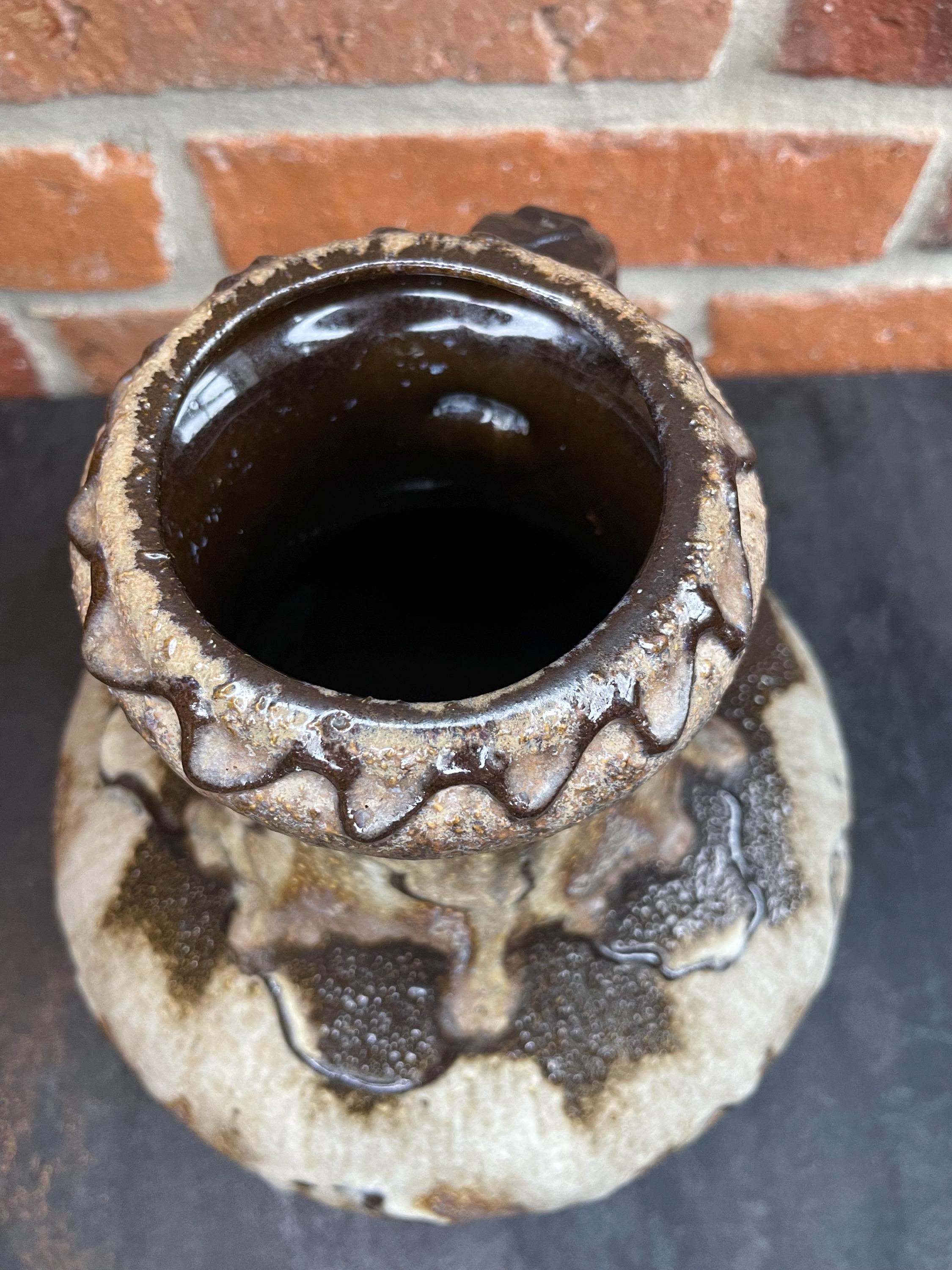 Ceramic Vase Scheurich 423-28. Fat Lava Vase West Germany Pottery