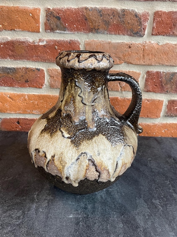 Ceramic Vase Scheurich 423-28. Fat Lava Vase West Germany Pottery