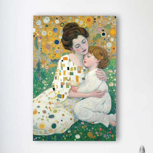 Boho Color Palette Mother and Child Painting Bathtub Wall Art Realtor Painting Renaissance Hallway Art Bday Gifts for Her Sentimental Gifts