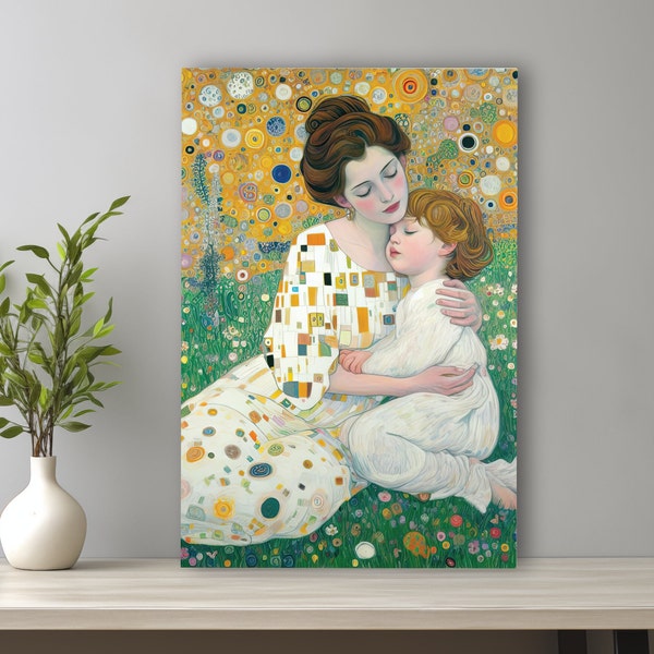 Mother and Child Renaissance Portrait Bathtub Wall Art Bride Gifts From Mom Motherdaughter Expectant Mother Gifts Mothersdaygift Art Print