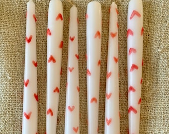Stick candles with hearts, candles with love, Valentine's candles, set of 2, set of 4