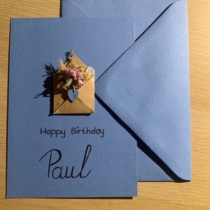 Birthday card with dried flowers, personalized image 3