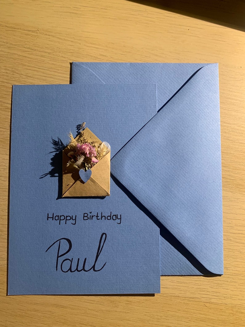 Birthday card with dried flowers, personalized image 3