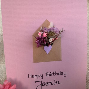 Birthday card with dried flowers, personalized image 5