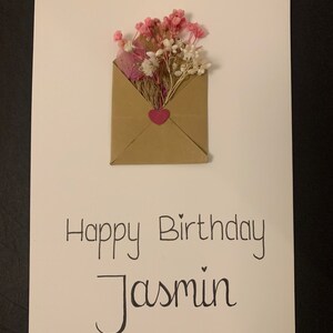 Birthday card with dried flowers, personalized image 8