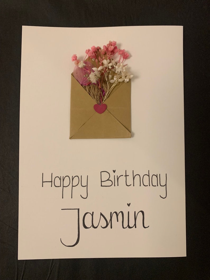 Birthday card with dried flowers, personalized image 8