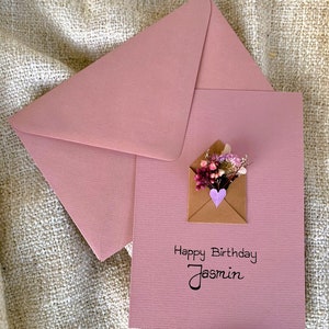 Birthday card with dried flowers, personalized image 7