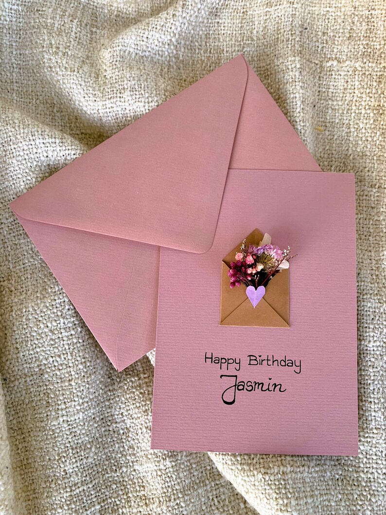 Birthday card with dried flowers, personalized image 7