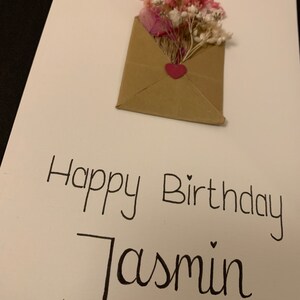 Birthday card with dried flowers, personalized image 2
