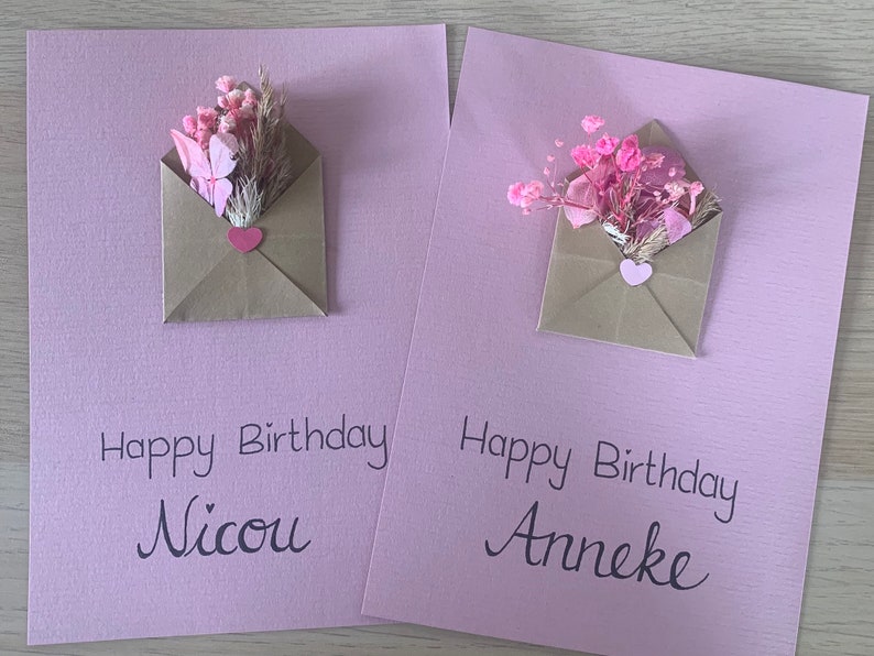 Geburtstagskarte mit Trockenblumen, personalisiert Bild 9