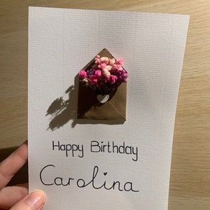 Birthday card with dried flowers, personalized image 6