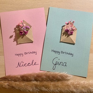 Geburtstagskarte mit Trockenblumen, personalisiert Bild 4