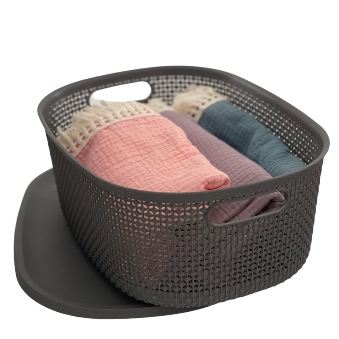 6 Pack Plastic Storage Baskets With Lids for Home Organizing gray Baskets for Toy Storage Etsy