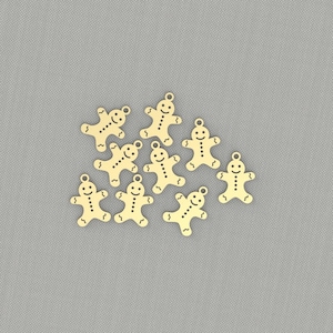 5 pcs Raw Brass Gingerbread Man Charm, Gold Gingerbread Man Charms, Gingerbread Pendant, Laser Cut Jewelry Supplies