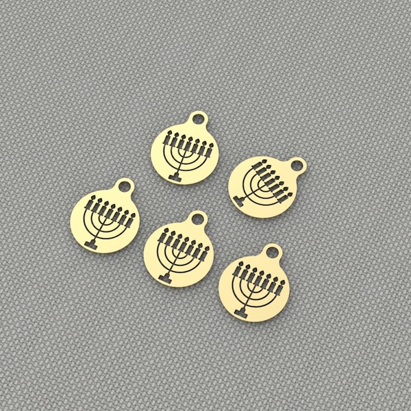 10 Raw Brass Menorah Charms, Star of David, Candle Charm,  Jewish Jewelry, Hebrew Israelite Symbol, Torah Judaica Messianic Israel Symbol