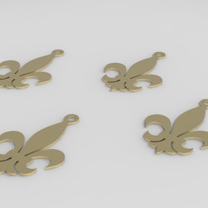 5 pcs Brass Fleur de Lis Charms, Iris Flower Pendant, Lily Petal Charm for Necklace Bracelet Supply