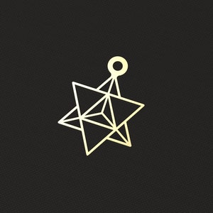 5 pcs Raw Brass Flower Of Life Merkaba, Merkabah Merkaba Sacred Geometry Pendant, Merkaba Charm