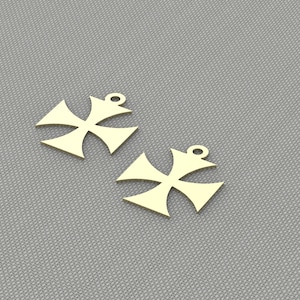 5 pcs Raw Brass Cross Pattée, Knights Templar Cross, Templar Knights Sign Symbol, Catholic Military Cross Jewelry
