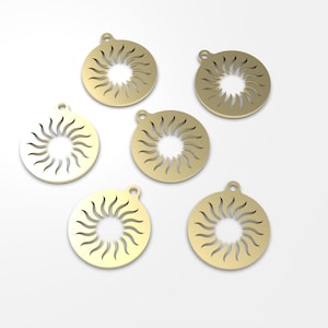 5 pcs Raw Brass Sun Charm, Sunshine Pendants,  Brass Sun Connector, Brass Connectors for Jewelry Making, Brass Findings