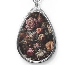 Victorian Roses Necklace Gothic Jewelry Victorian Necklace Black Rose Pendant Vintage Inspired Necklace Black Floral Dark Romantic Gift
