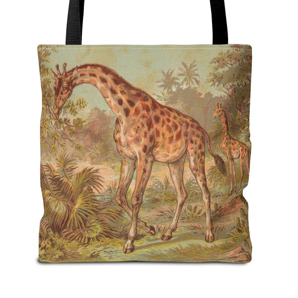 Giraffe Tote Bag Animal Print Tote Vintage Giraffe Print Tote bag Retro Giraffe Animal Lover Gift  Giraffe Lover Gift African Safari Tote