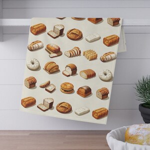 Bread Tea Towel, Cotton Twill Bread Lover Kitchen Towel Artisan Bread Tea Towel Fresh Baked Bread Tea Towel Bread Kitchen Decor Loaf Bread