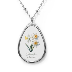 December Narcissus Birth Flower Necklace Narcissus Necklace December Birth Flower Necklace Gift for Mom December Birthday Flower Pendant