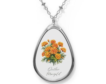 October Marigold Birth Flower Necklace October Birth Flower Marigold Pendant Gift for October Birthday Marigold Birth Flower Gift for Mom