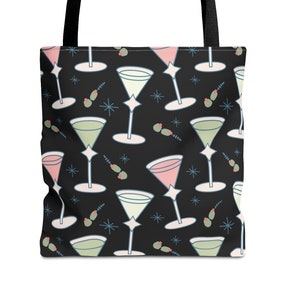 Martini Glass Tote Bag, Martini Bag Cocktail Lover Gift Cocktail Tote Bag Martini Party, Alcohol Theme Bag Bar Accessory Gift for Mixologist