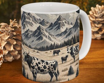 Cattle Western Mug, Scenic Ranch Mug Farmhouse Coffee Cup Rustic Cowboy Mug Cow Lover Gift Rodeo Coffee Mug Rancher Coffee Cup Gift