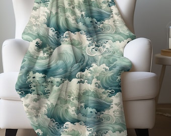 Waves Ocean Blanket Waves Blanket Ocean Blanket Coastal Gift Sea Blanket Marine Blanket Surfing Blanket Boating Lover Beach Blanket Gift