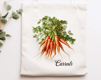 Carrot totebag carrots bag vegetable totebag gift for gardener foodie gift shopping bag for market bag vegetarian gift carrots