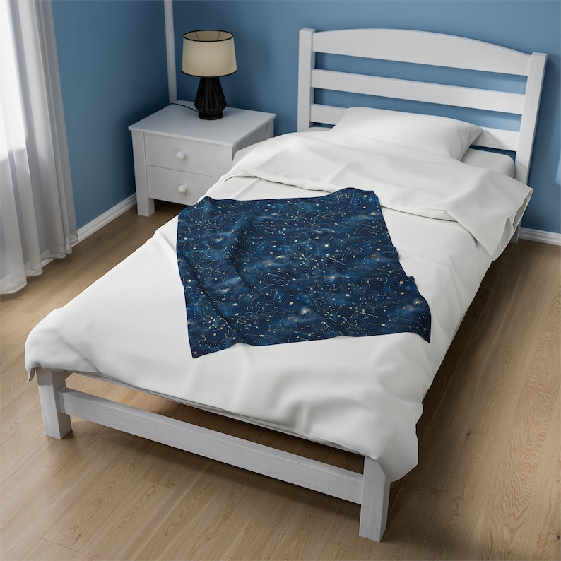 Zodiac Blanket, Astrology Decor Constellation Blanket Horoscope Bedding Star Sign Blanket Celestial Decor Blue Zodiac Blanket Cosmic Bedding 画像 4