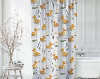 Rubber Duck Shower Curtain, Ducklings Bathroom Curtain Toddler Bathroom Decor Cute Duck Shower Curtain Yellow Duck Decor Kids Bathroom Gift