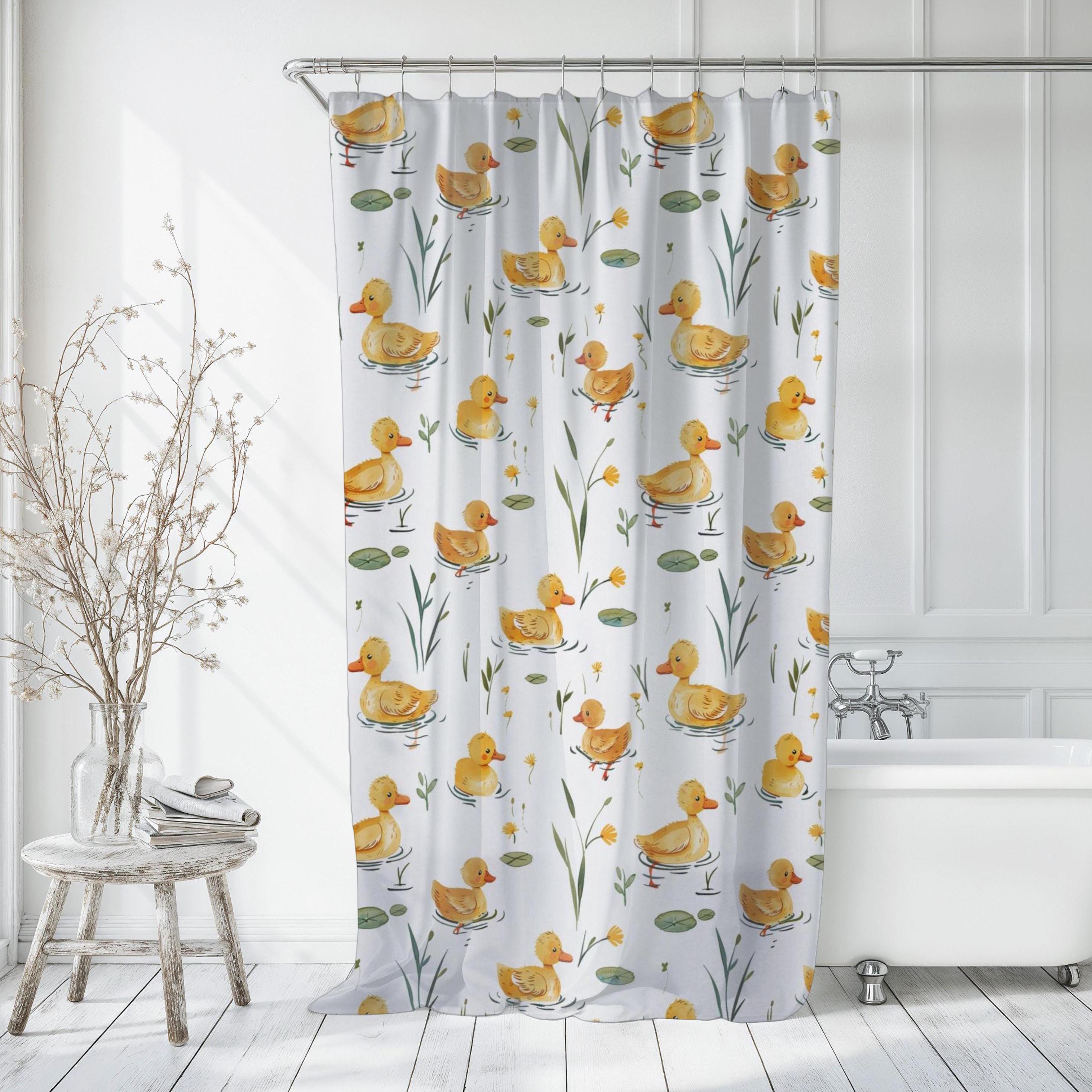 Rubber Duck Shower Curtain Ducklings Bathroom Curtain Toddler Bathroom ...