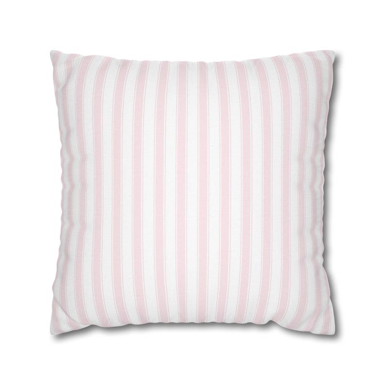 Pink and White Stripe Pillow Cover, Pastel Girly Home Decor Girly Bedroom Pillow Dorm Pink Pillow Pink Stripe Nursery Pillow Trendy Stripe image 2