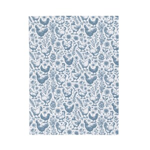 Blue Chicken Blanket, Farmhouse Chicken Throw Rustic Farm Bedding Country Chicken Decor Chicken Lover Gift Blue and White Blanket Farm Gift image 8
