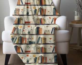 Book Lover Blanket, Reading Throw Library Book Blanket Literary Gift Bookshelf Bedding Cozy Book Decor Book Club Reader Gift for Teachers